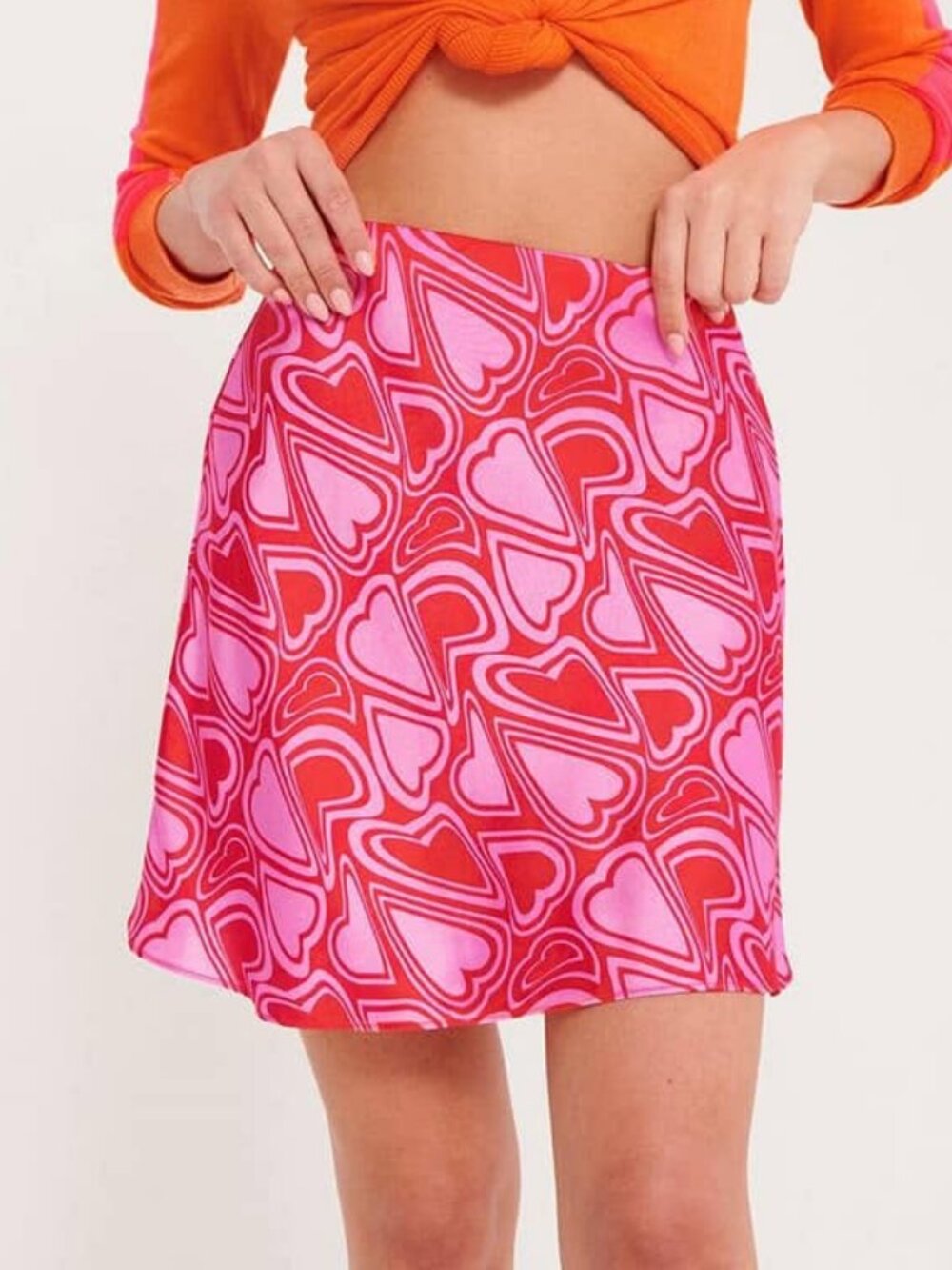 From Future Jenny Lupe 100% Silk Heart Mini Skirt